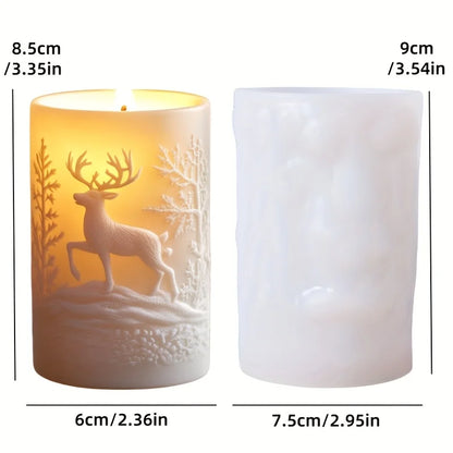 Santa Claus carrying gift relief cylindrical candle silicone