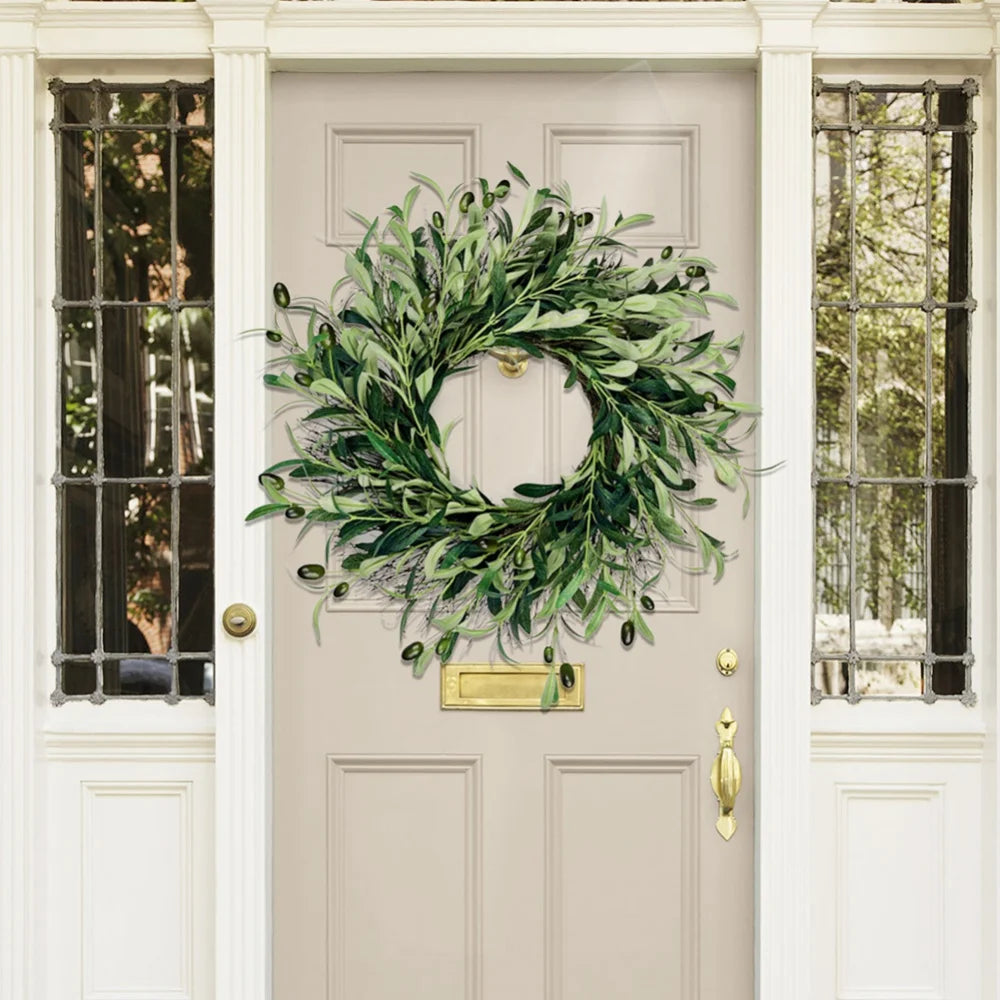 45cm Artificial Green Olive Wreath Greenery Wreath
