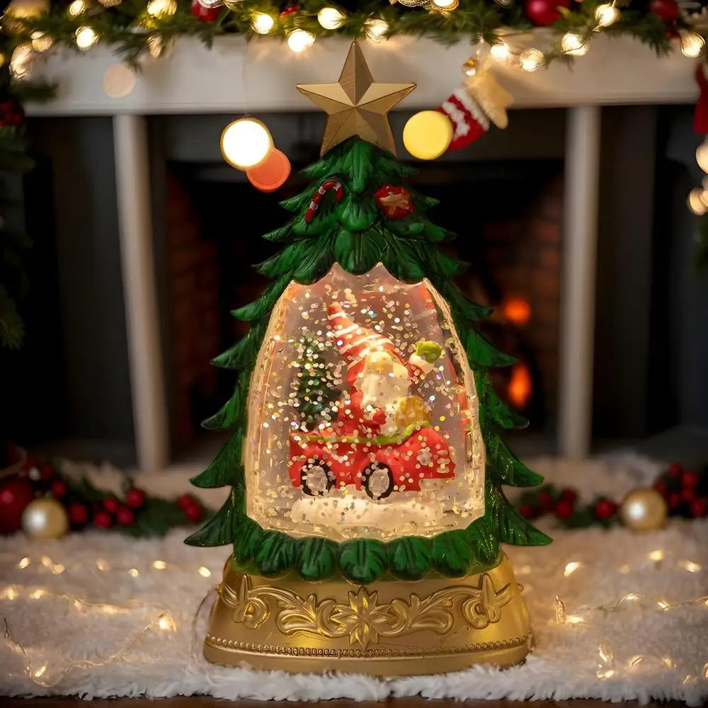 Tree Shape Snow Globe Water Lantern Christmas Snow