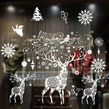 Christmas Santa Claus Snowflake Glass Windows