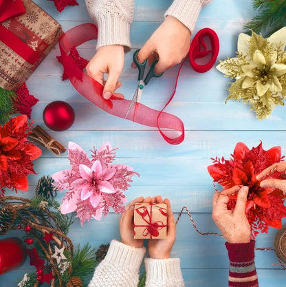 1~20Pcs Glitter Artifical Christmas Flowers Mreey