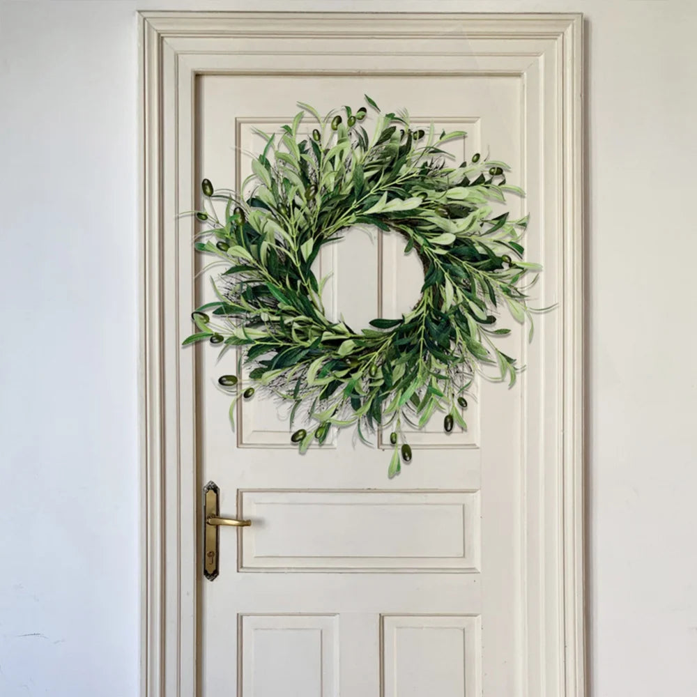 45cm Artificial Green Olive Wreath Greenery Wreath