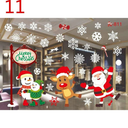Christmas Window Glass Decal Santa Claus Snowflake