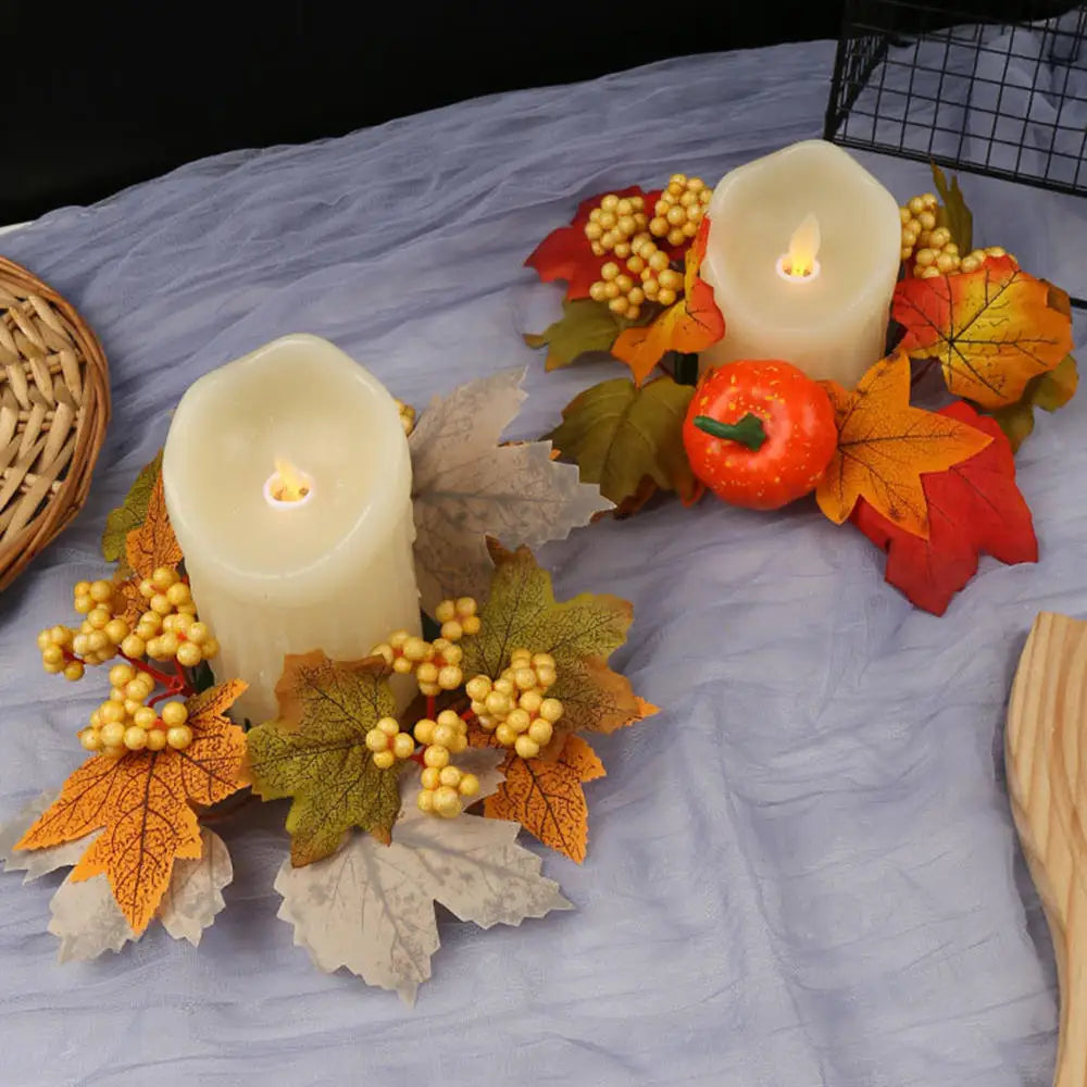 Artificial Maple Leaf Wreath Berry Pumpkin Wreath