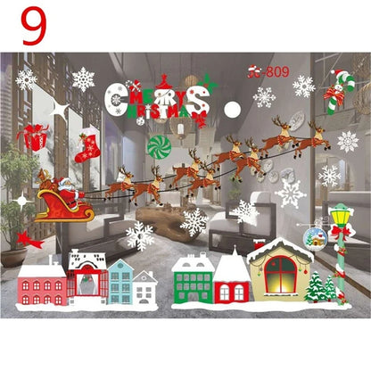 Christmas Window Glass Decal Santa Claus Snowflake