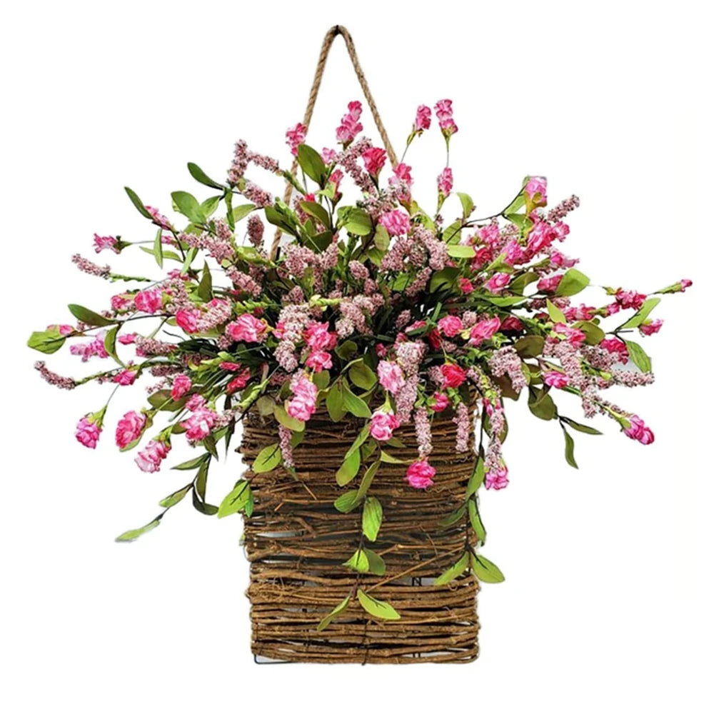 Artificial Flower Wreath Spring Summer Wildflowers Door