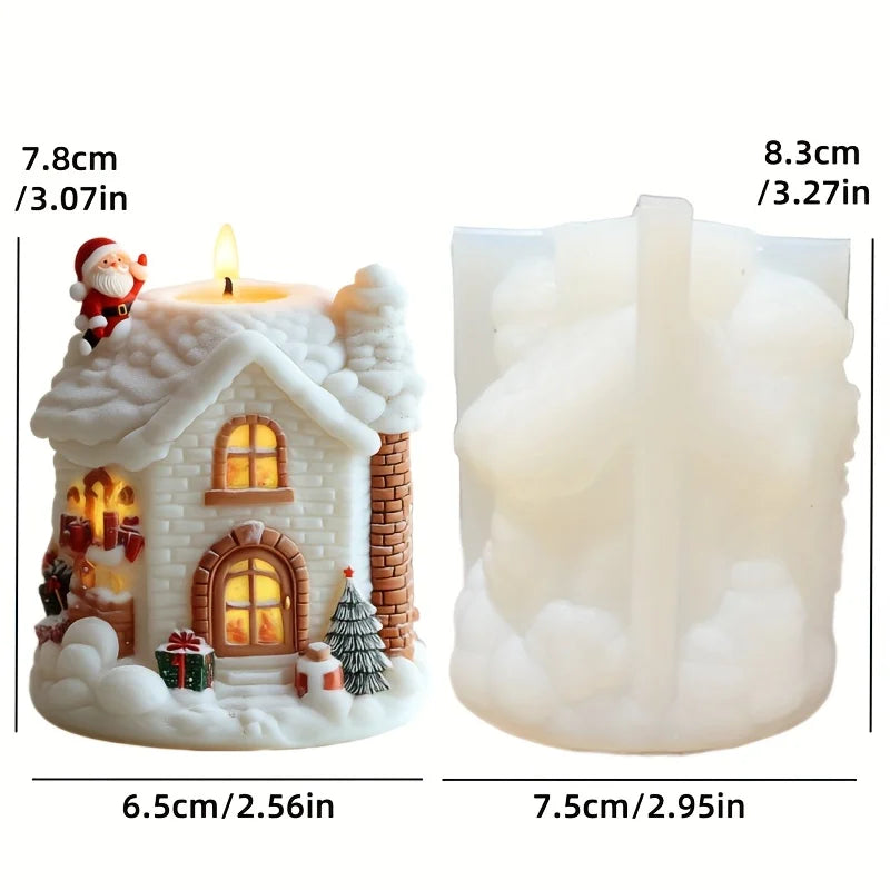 Santa Claus carrying gift relief cylindrical candle silicone