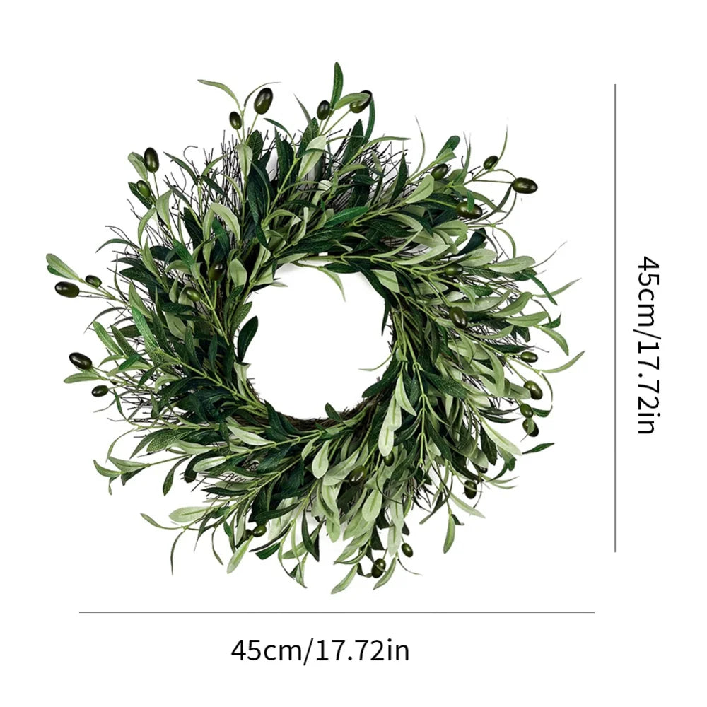 45cm Artificial Green Olive Wreath Greenery Wreath