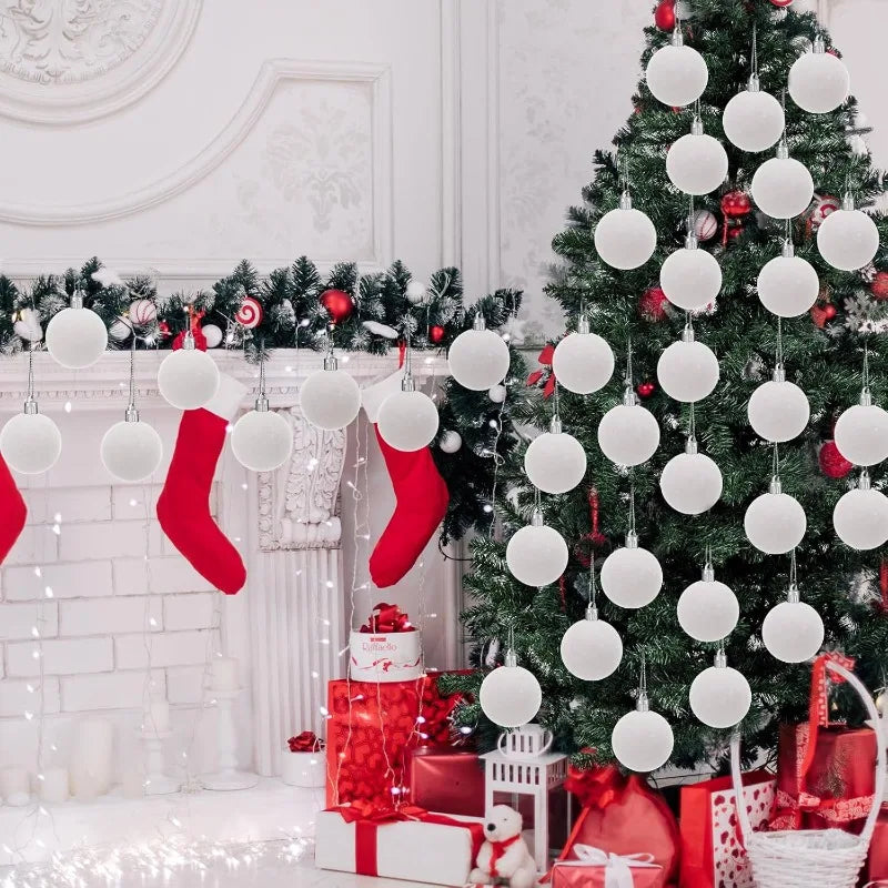 6cm Wine Red Velvet Christmas Balls for Xmas Tree