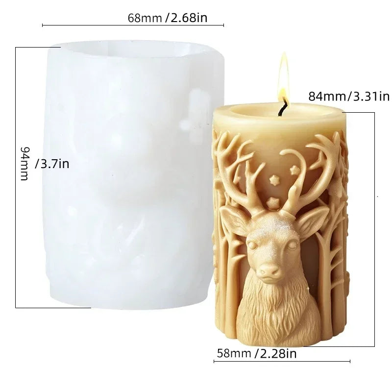 Santa Claus carrying gift relief cylindrical candle silicone