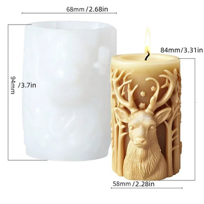 Santa Claus carrying gift relief cylindrical candle silicone