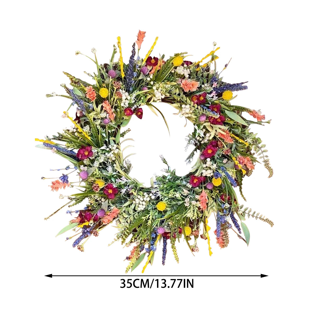 Spring Artificial Flower Wreath Wildflower Floral