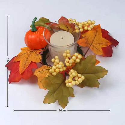Artificial Maple Leaf Wreath Berry Pumpkin Wreath