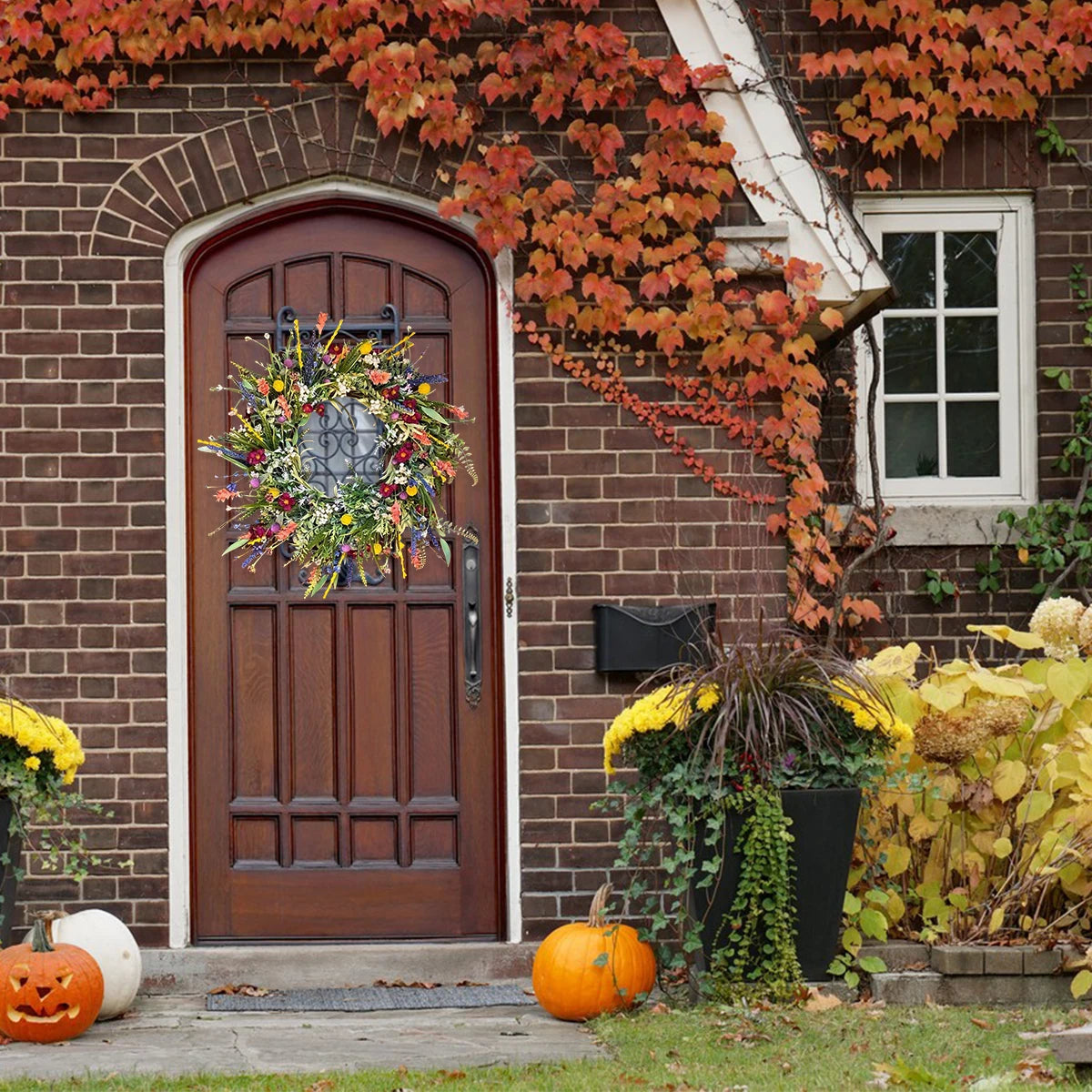 Spring Artificial Flower Wreath Wildflower Floral