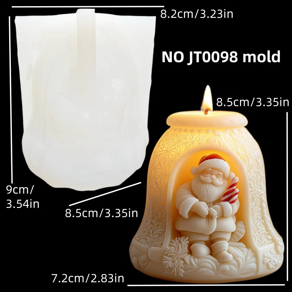 Santa Claus carrying gift relief cylindrical candle silicone