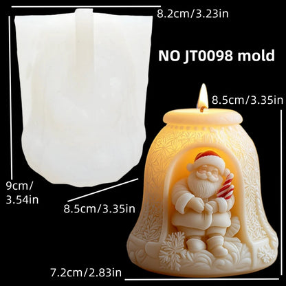 Santa Claus carrying gift relief cylindrical candle silicone