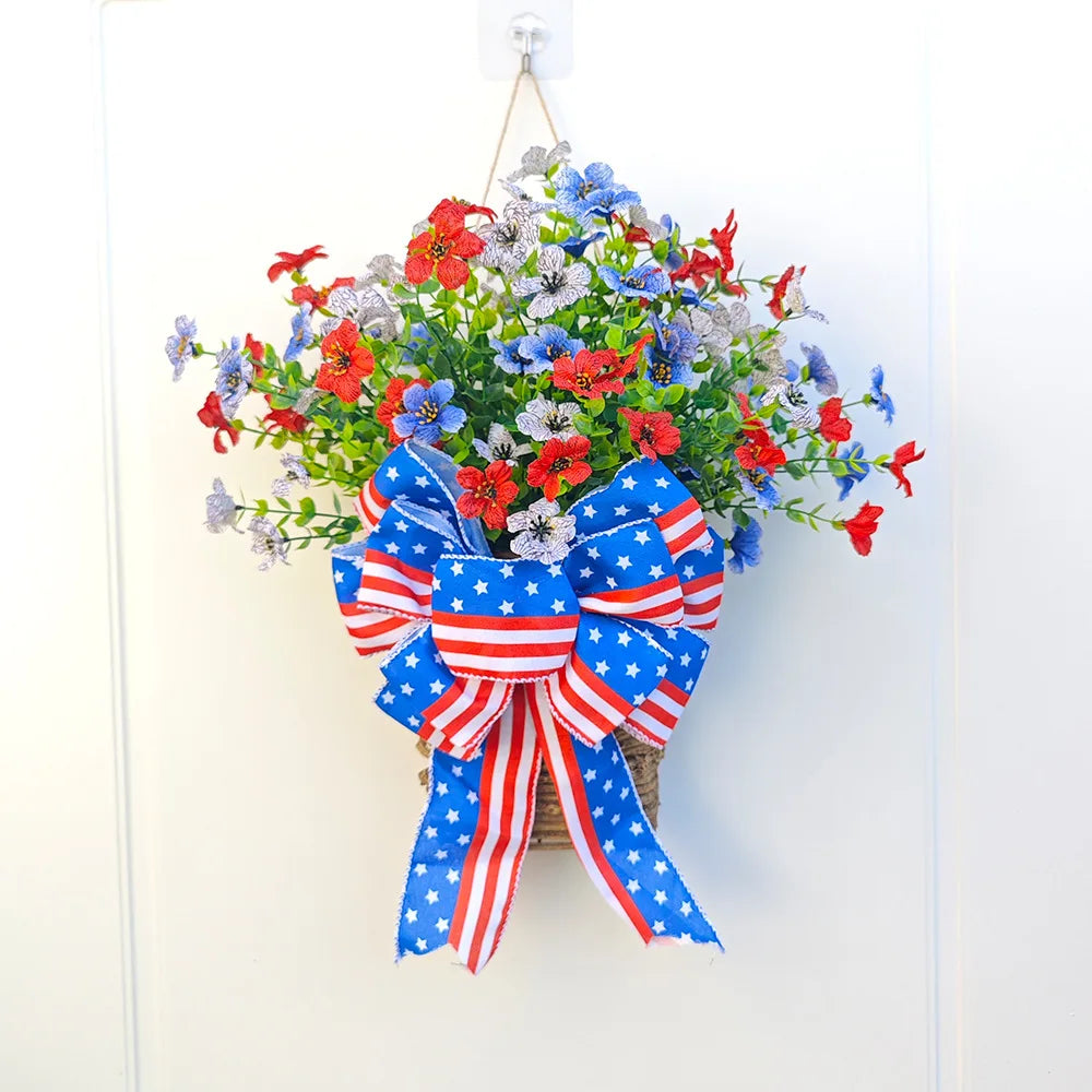 Artificial Flower Wreath Spring Summer Wildflowers Door