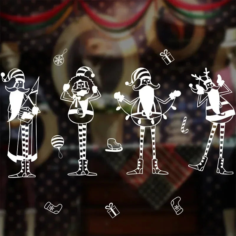 Christmas Santa Claus Snowflake Glass Windows