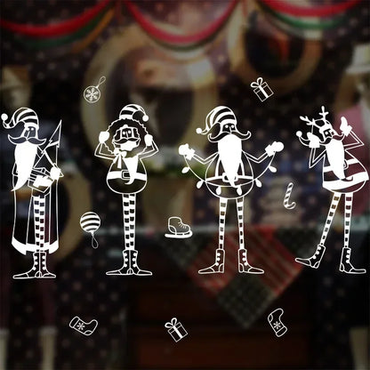 Christmas Santa Claus Snowflake Glass Windows