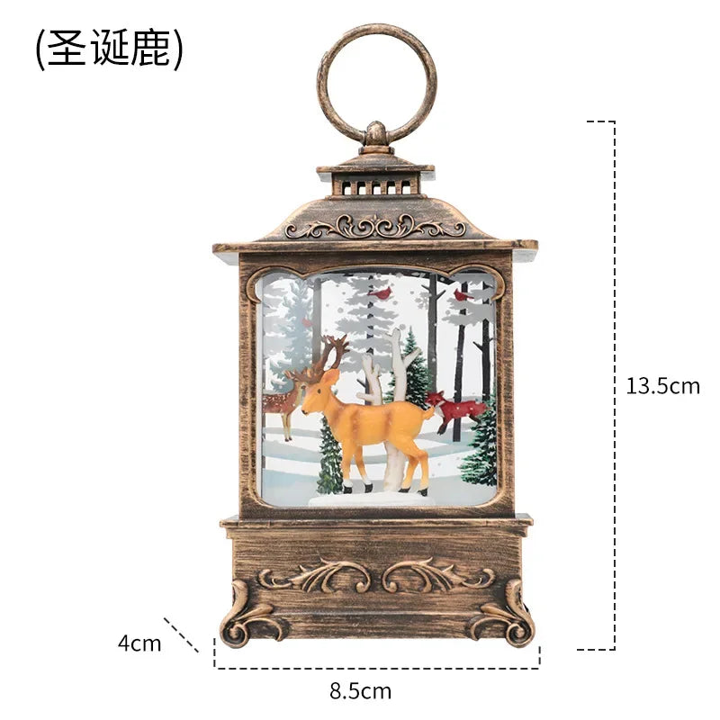 Lighted Christmas Snow Globe Lantern Battery