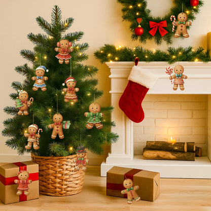 Christmas Wooden Gingerbread Man Pendant Merry