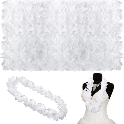 48Pcs White Flower Leis Luau Hawaiian Beach Wedding