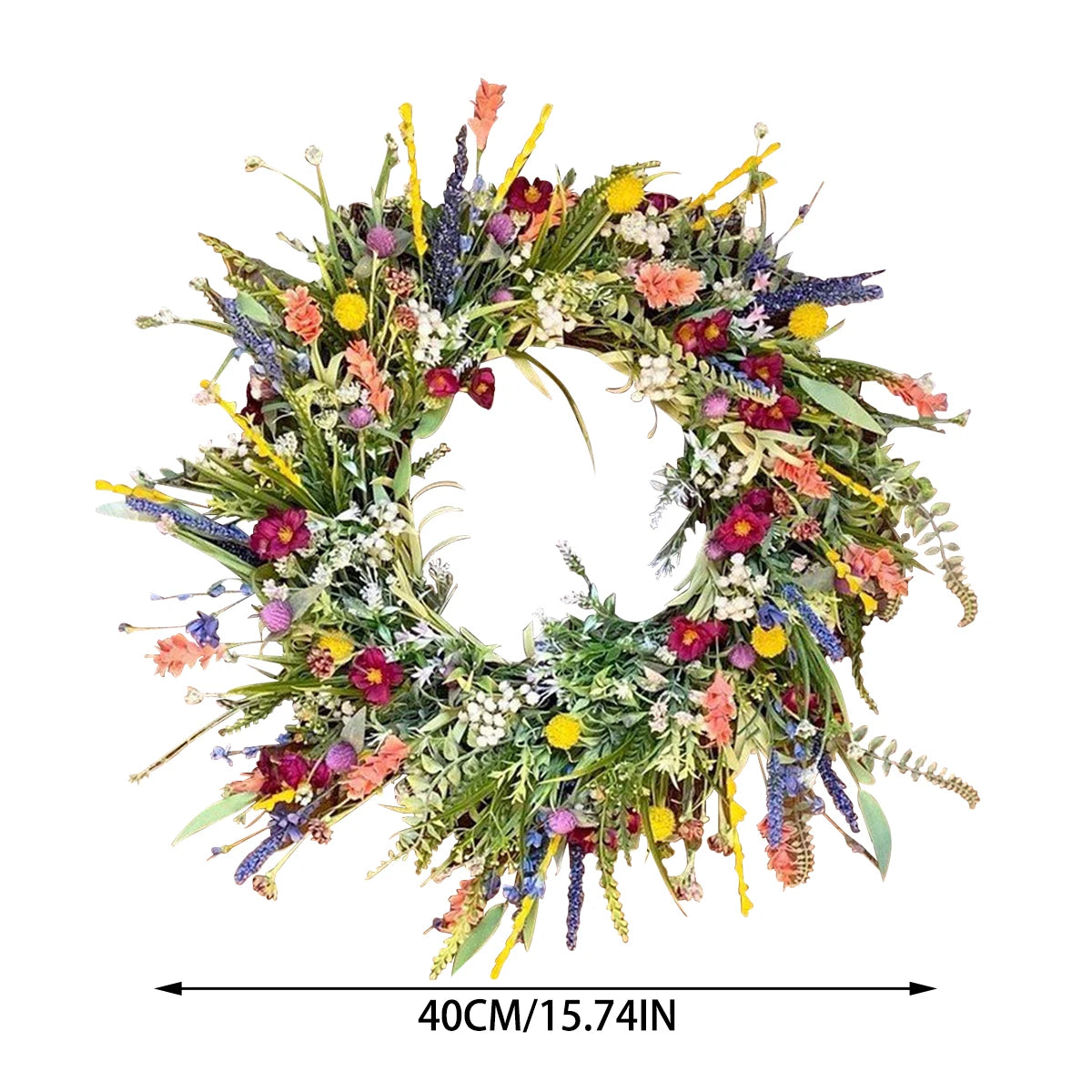 Spring Artificial Flower Wreath Wildflower Floral