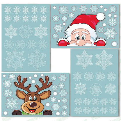 Christmas Window Glass Decal Santa Claus Snowflake