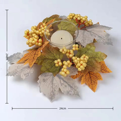 Artificial Maple Leaf Wreath Berry Pumpkin Wreath