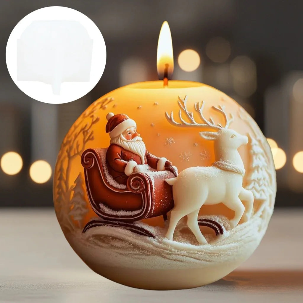 Santa Claus carrying gift relief cylindrical candle silicone