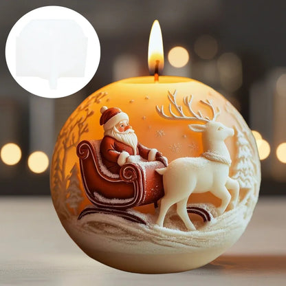 Santa Claus carrying gift relief cylindrical candle silicone