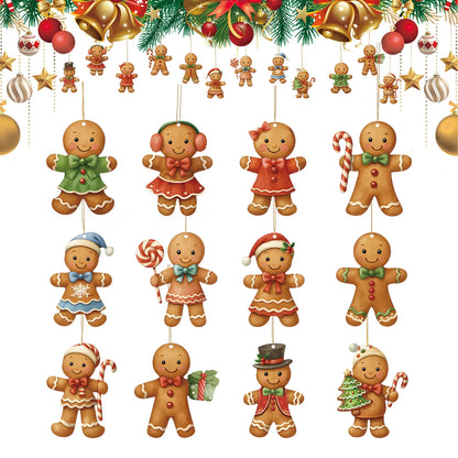 Christmas Wooden Gingerbread Man Pendant Merry
