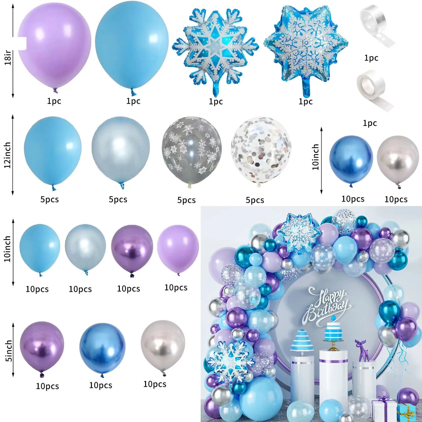 Flash Snowflake Elsa Frozen Arche Ballon Anniversaire