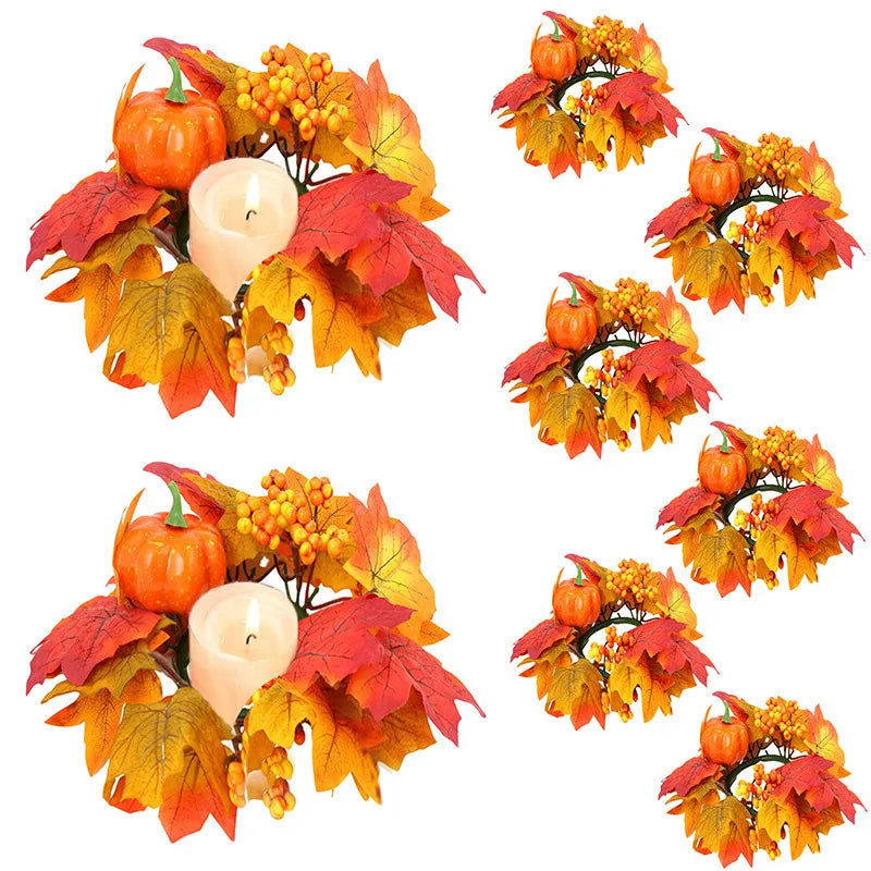 Artificial Maple Leaf Wreath Berry Pumpkin Wreath
