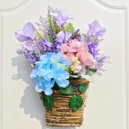 Artificial Flower Wreath Spring Summer Wildflowers Door