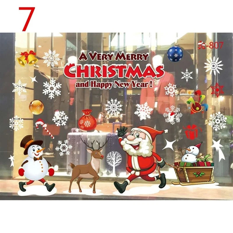 Christmas Window Glass Decal Santa Claus Snowflake