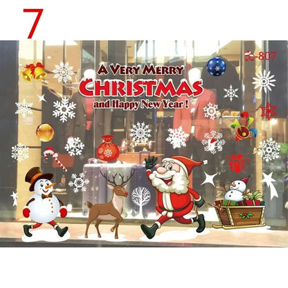 Christmas Window Glass Decal Santa Claus Snowflake