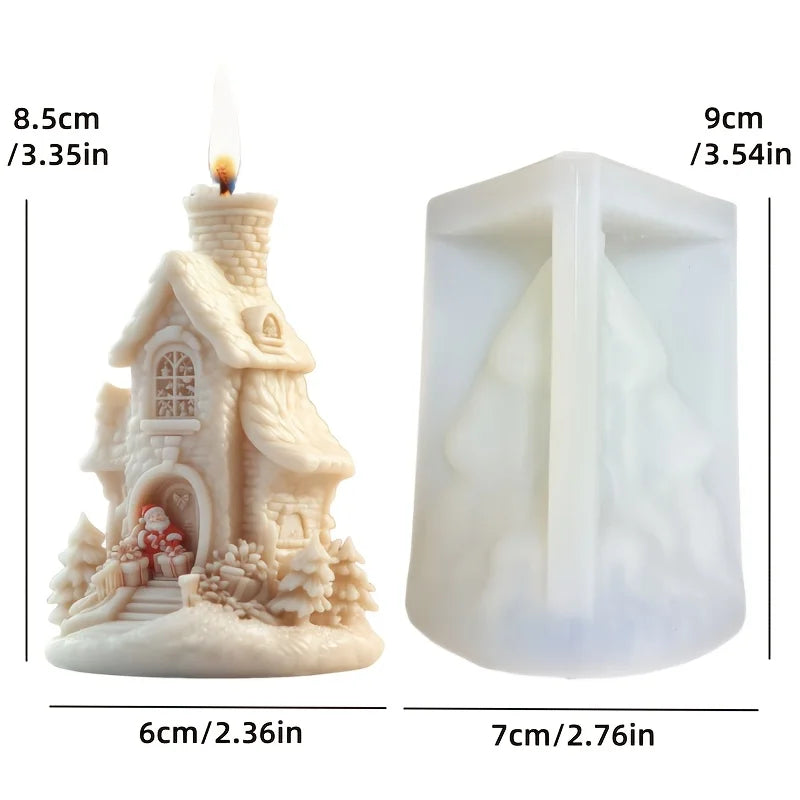 Santa Claus carrying gift relief cylindrical candle silicone