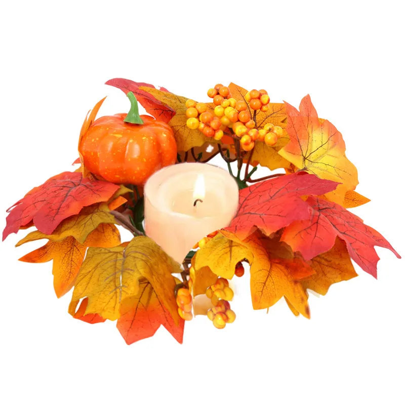 Artificial Maple Leaf Wreath Berry Pumpkin Wreath