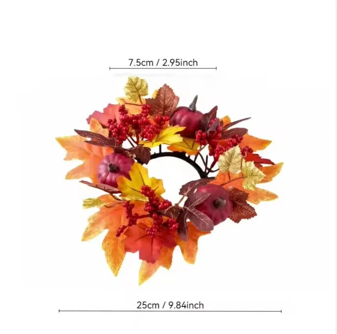Artificial Maple Leaf Wreath Berry Pumpkin Wreath
