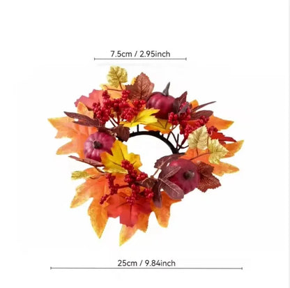 Artificial Maple Leaf Wreath Berry Pumpkin Wreath