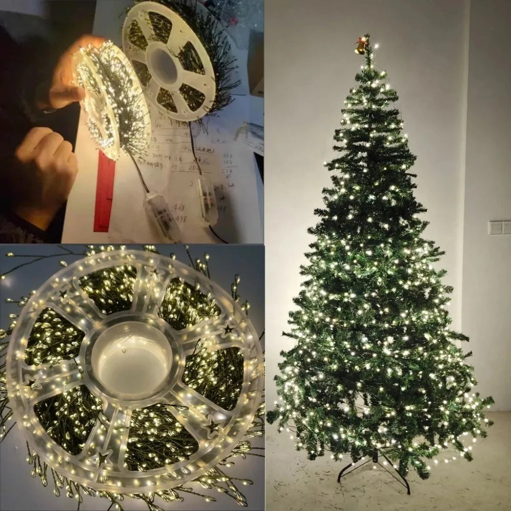 220V EU Plug 30M/50M/75M LED Tree Firecracker Copper