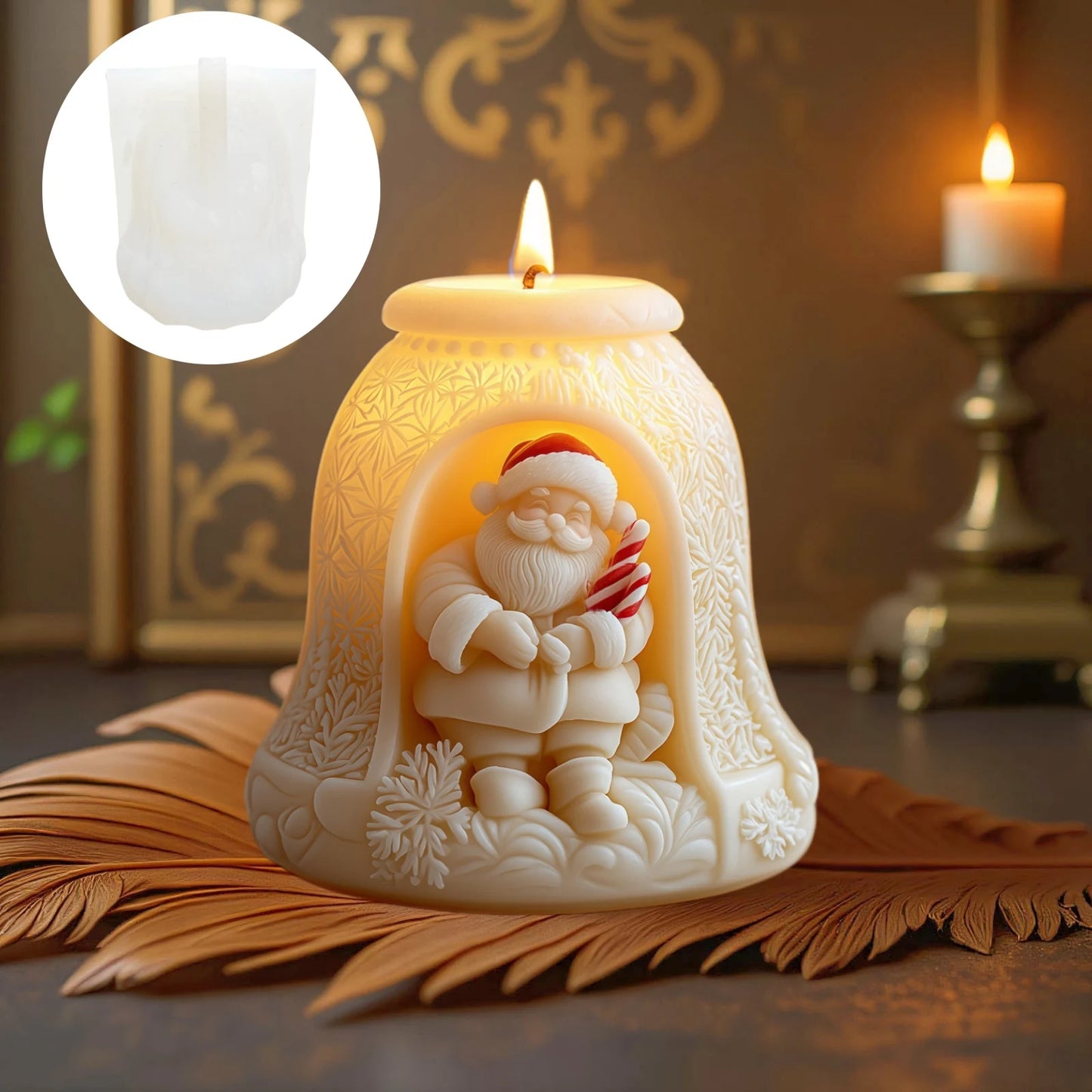 Santa Claus carrying gift relief cylindrical candle silicone