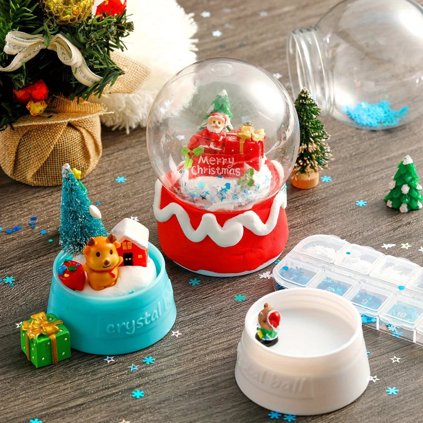 DIY Snow Globe Kit Clear Plastic Christmas Snowman