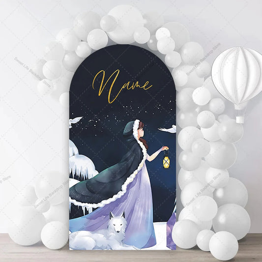 Snow Land Princess Customize Name Arch Wall Cover