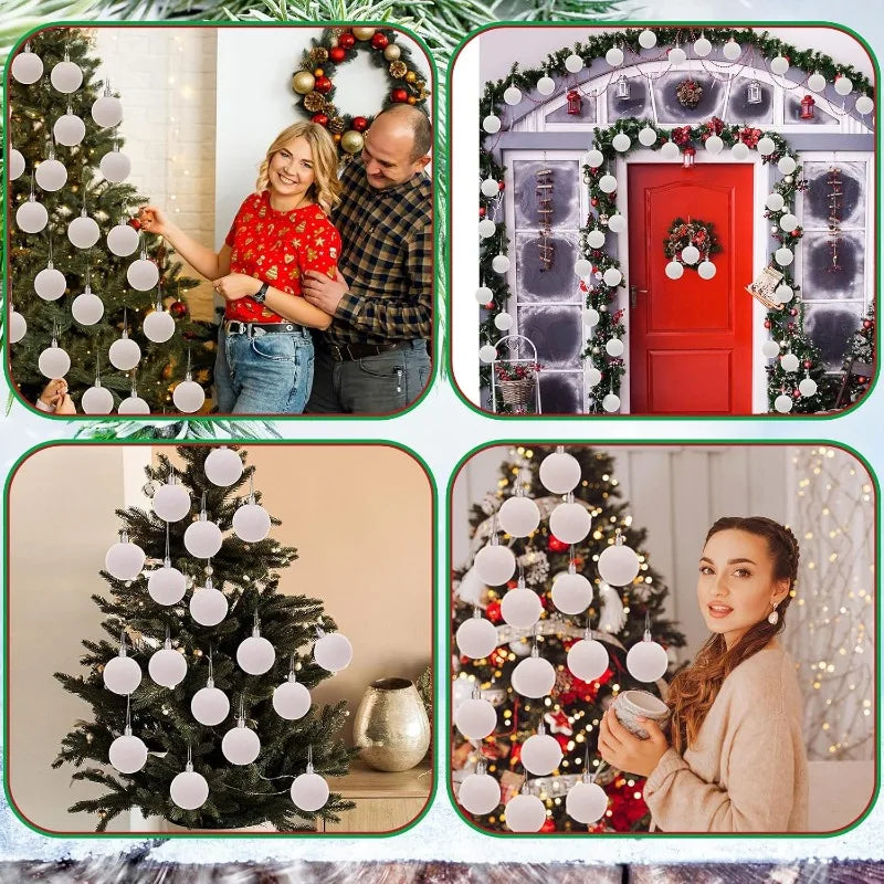 6cm Wine Red Velvet Christmas Balls for Xmas Tree