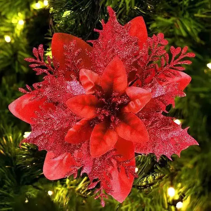 1~20Pcs Glitter Artifical Christmas Flowers Mreey