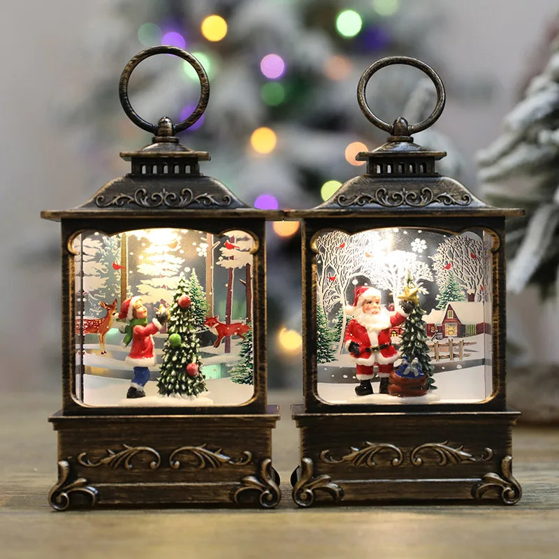 Lighted Christmas Snow Globe Lantern Battery