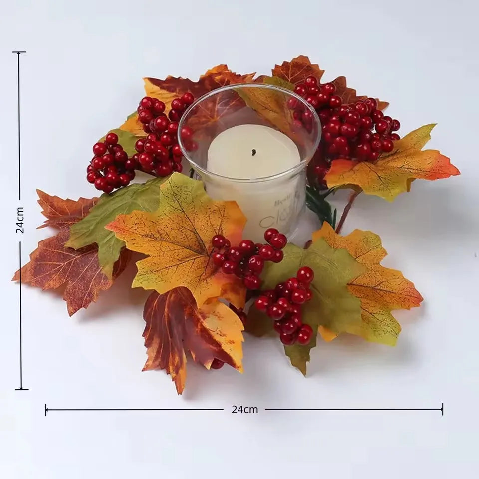Artificial Maple Leaf Wreath Berry Pumpkin Wreath
