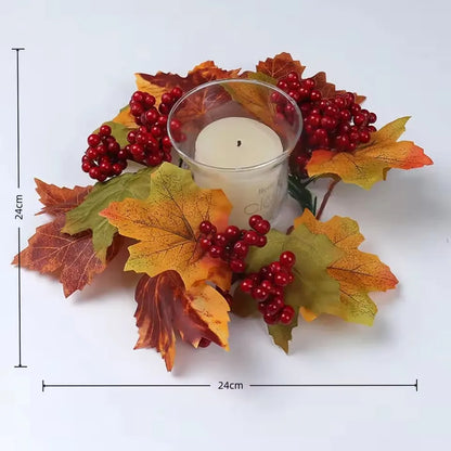 Artificial Maple Leaf Wreath Berry Pumpkin Wreath
